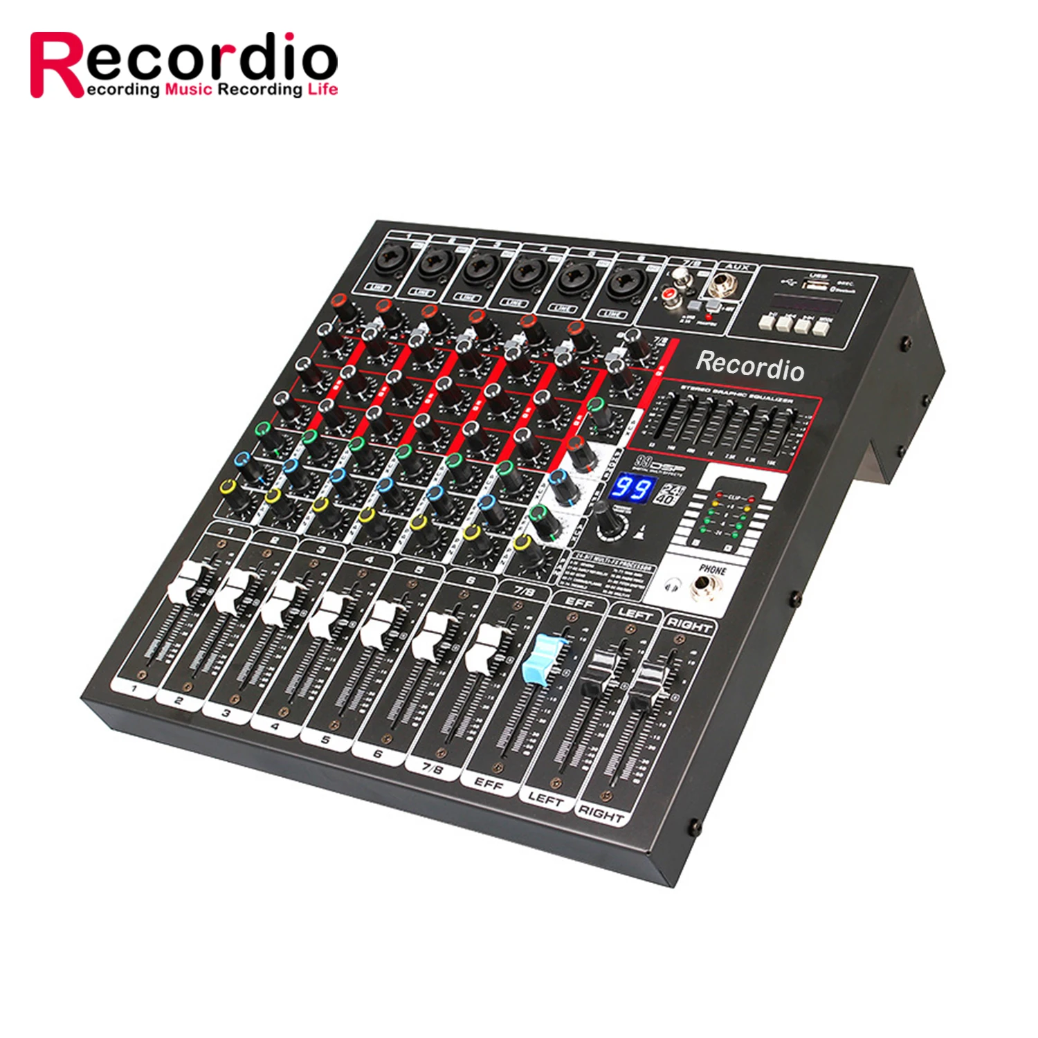 Audio Interface Usb 8 Channel - Портативный 8-канальный аудиомикшер GAX-GB8 со встроенным