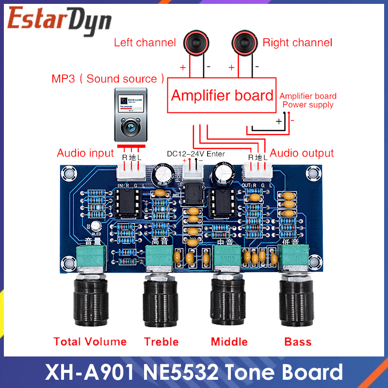 Mic Preamp 1073 Clone - XH-A901 NE5532 Тональная плата, предусилитель, предусилитель