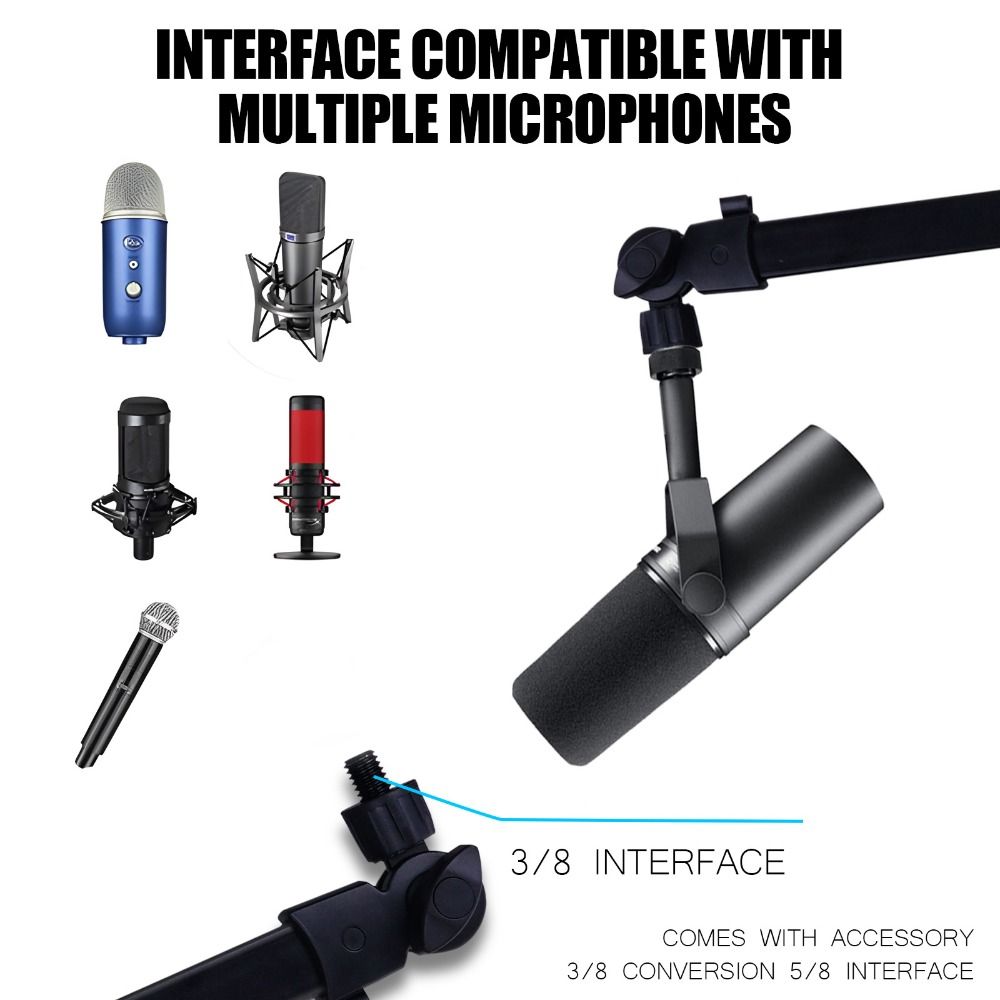 Microphone Boom Arm Desk - Профессиональный уровень 360 ° Универсальный прочный