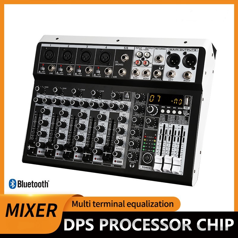 Audio Interface Usb 8 Channel - Профессиональный 4, 6, 8-канальный аудиомикшер Bluetooth,