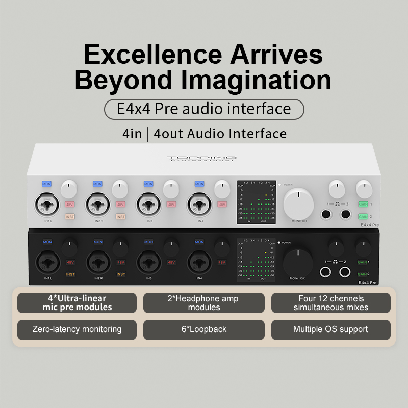 Аудиоинтерфейс TOPPING E4x4 Pr – обзор и цена Audio Interface Usb 8 Channel